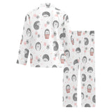 Hedgehog Pattern Print Design 02 Men's Long Pajama Set
