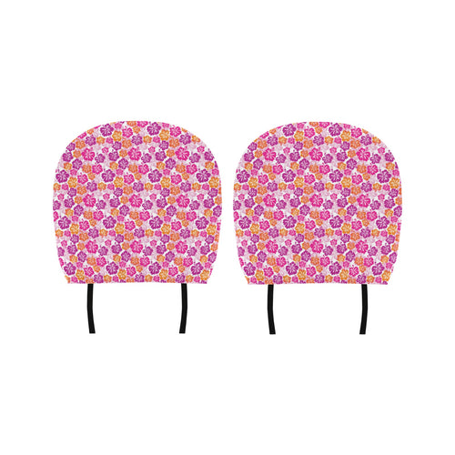 Hibiscus Pattern Print Design 01 Car Headrest Cover