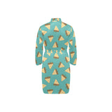 Sandwich Pattern Print Design 03 Men's Long Sleeve Belted Night Robe