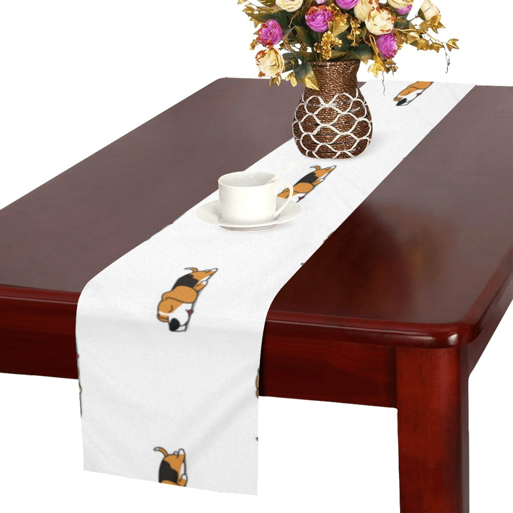 Cute beagle dog sleeping pattern Table Runner