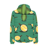 Durian pattern green background Men's Padded Hooded Jacket