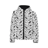 Crow dark floral pattern Kids' Boys' Girls' Padded Hooded Jacket