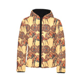 Camel polynesian tribal design pattern Kids' Boys' Girls' Padded Hooded Jacket