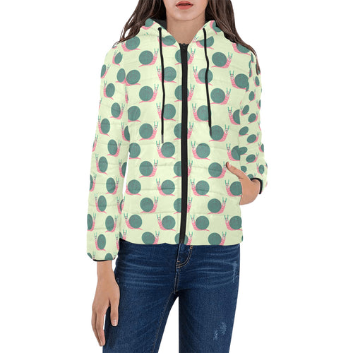 Snail Pattern Print Design 04 Women's Padded Hooded Jacket
