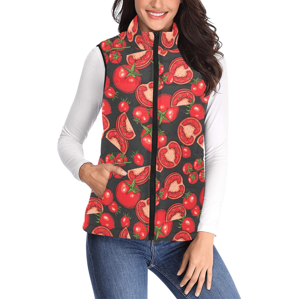 Tomato black background Women's Padded Vest