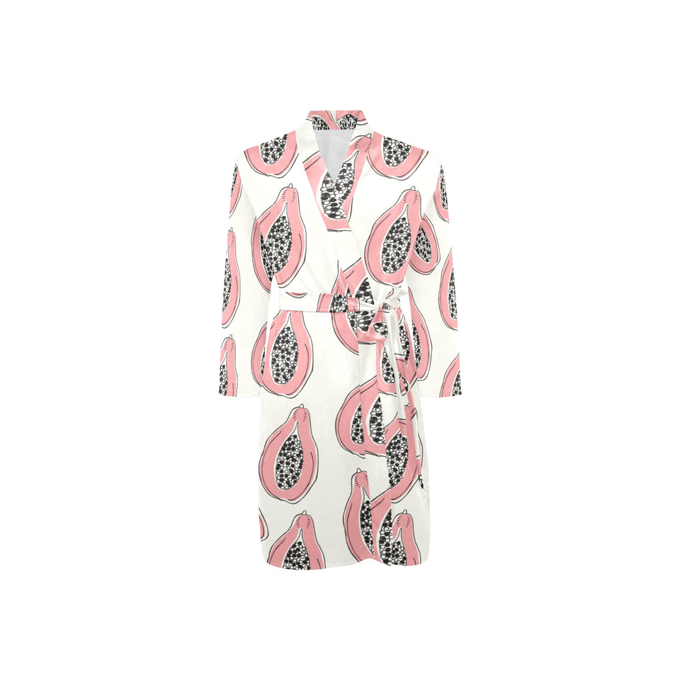 papaya pattern Men's Long Sleeve Belted Night Robe