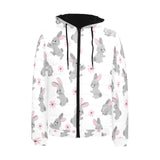 Watercolor cute rabbit pattern Men's Padded Hooded Jacket
