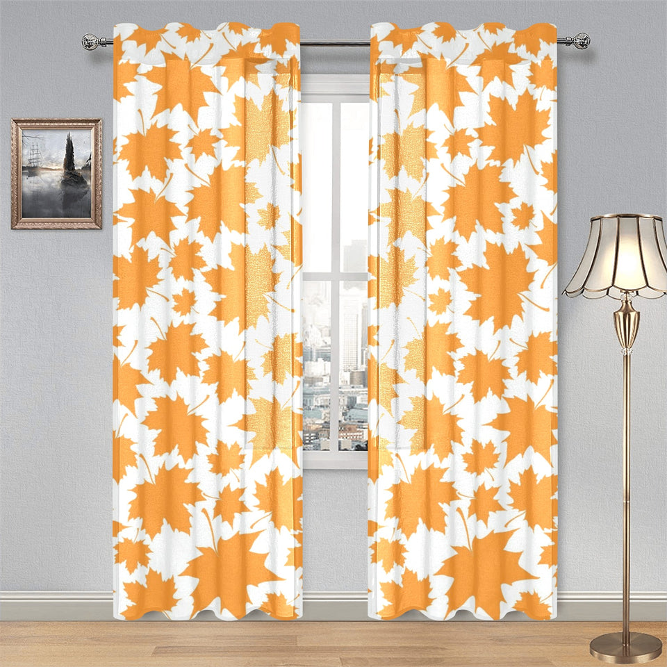 Orange Maple Leaf pattern Gauze Curtain