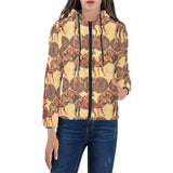 Camel polynesian tribal design pattern Women's Padded Hooded Jacket