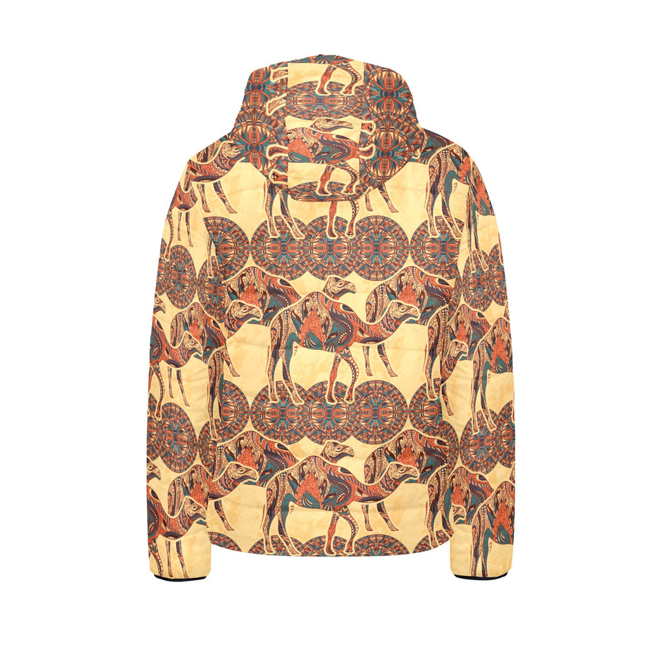 Camel polynesian tribal design pattern Kids' Boys' Girls' Padded Hooded Jacket