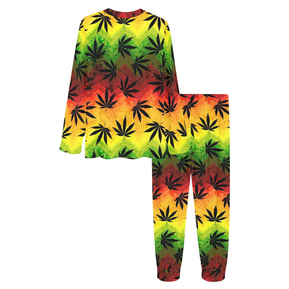 Canabis Marijuana Weed Pattern Print Design 03 Women's All Over Print Pajama Set