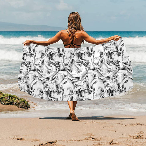Greyhound Pattern Print Design 01 Beach Towel