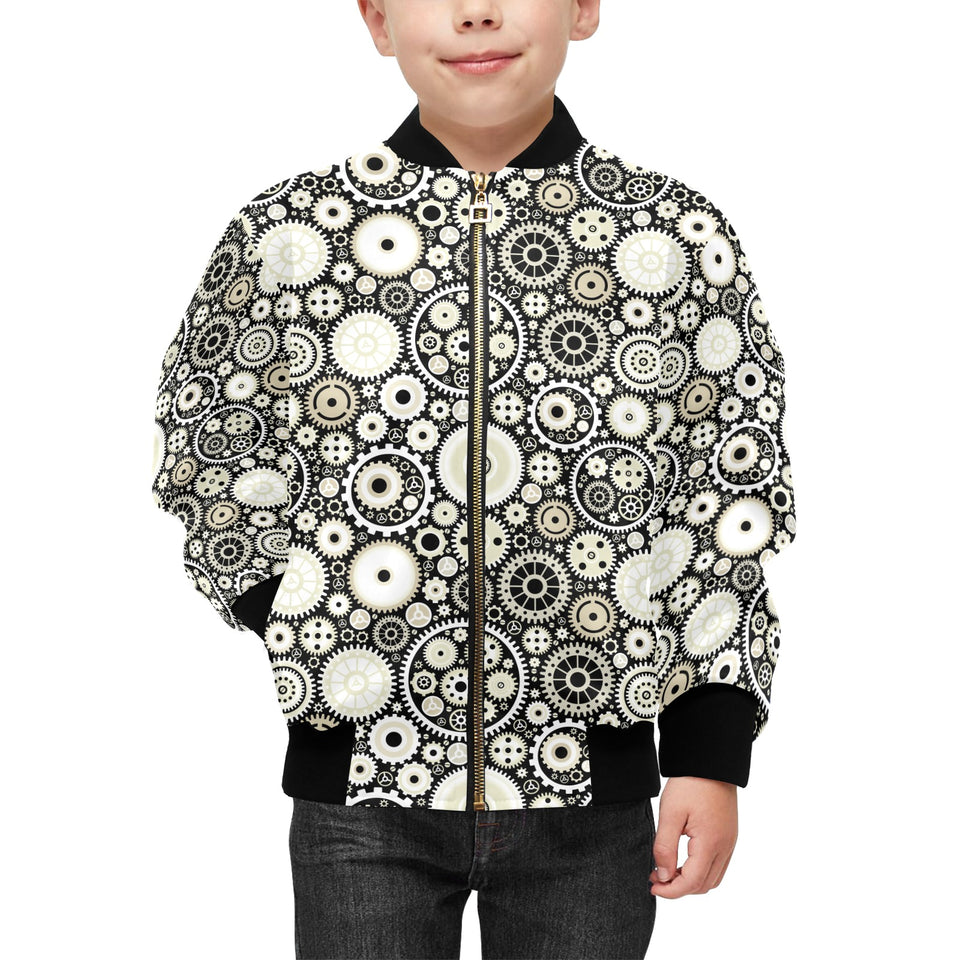 Gear Pattern Print Design 02 Kids' Boys' Girls' Bomber Jacket