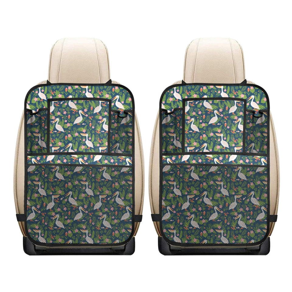 Pelican Pattern Print Design 05 Car Seat Back Organizer