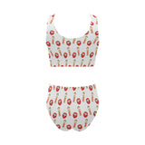 Daruma japanese wooden doll Chest Bowknot High Waisted Bikini Swimsuit