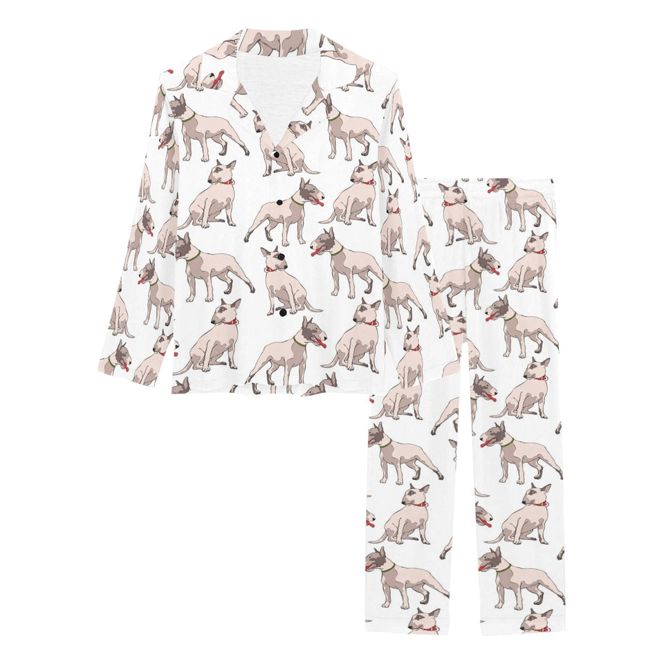 Bull Terrier Pattern Print Design 04 Women's Long Pajama Set