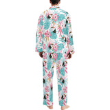 Toucan tropical flower leave pattern Men's Long Pajama Set