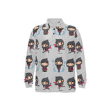 Cute ninja pattern Men's Long Sleeve Polo Shirt