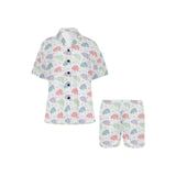 Hippopotamus Pattern Print Design 03 Women's V-Neck Short Pajama Set