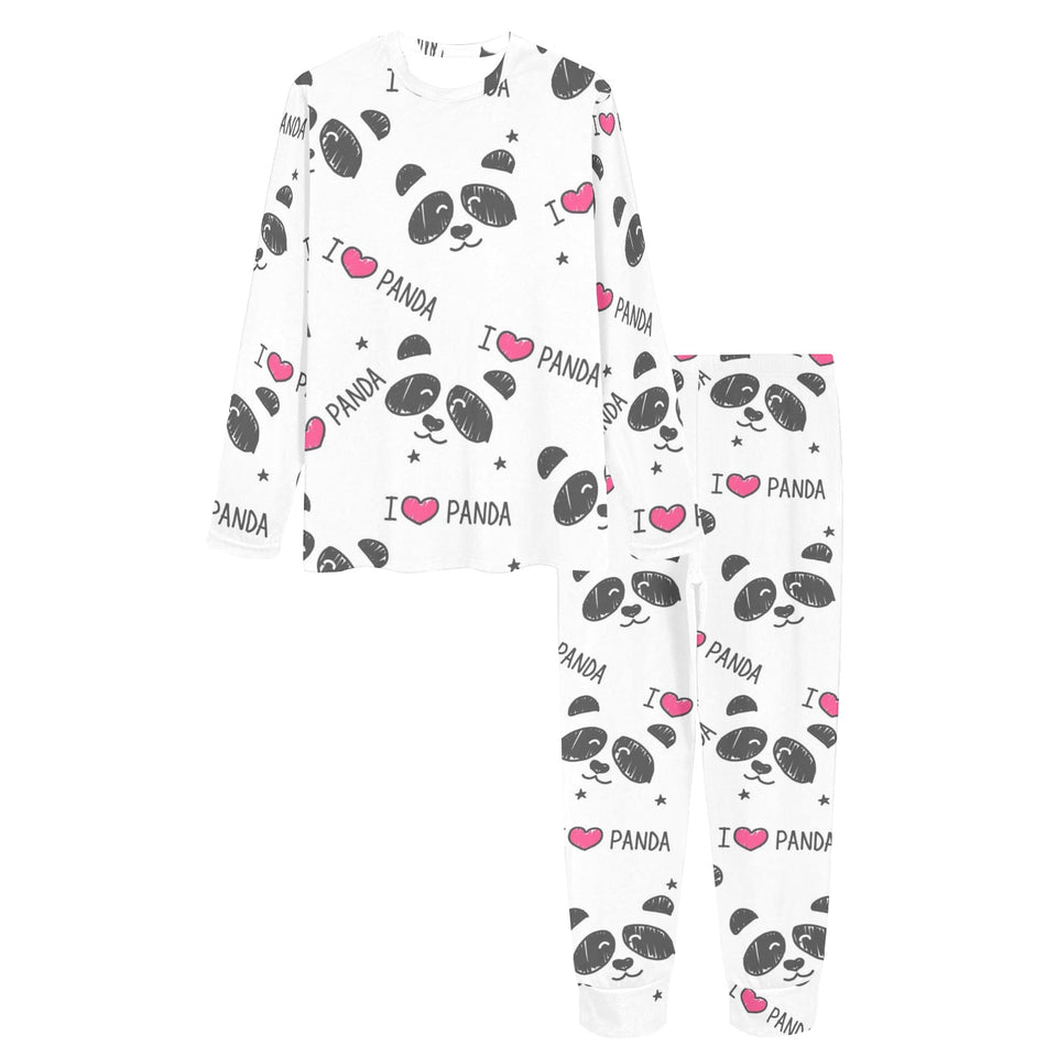 Hand Drawn faces of pandas pattern Women's All Over Print Pajama Set
