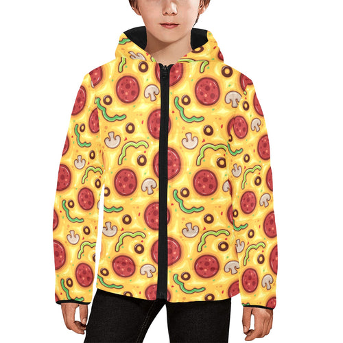 Pizza texture pattern Kids' Boys' Girls' Padded Hooded Jacket
