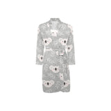 Cute koala leaves pattern Men's Long Sleeve Belted Night Robe