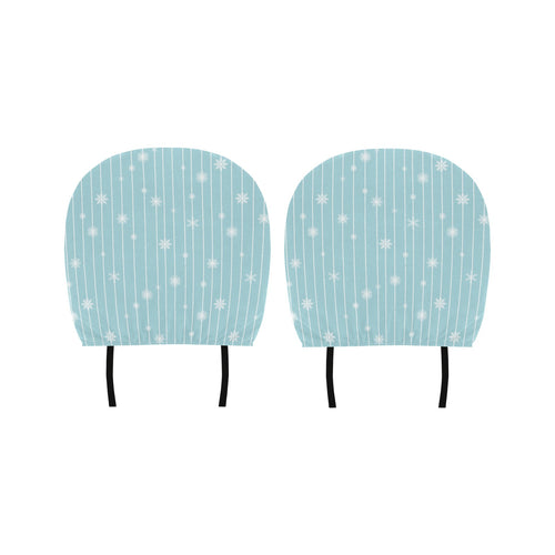 Snowflake pattern blue stripe background Car Headrest Cover