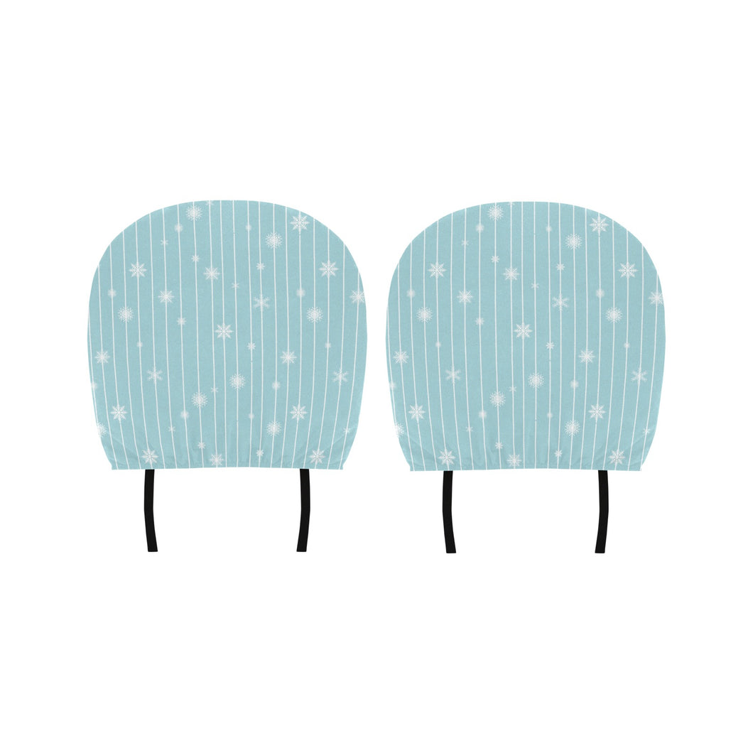 Snowflake pattern blue stripe background Car Headrest Cover