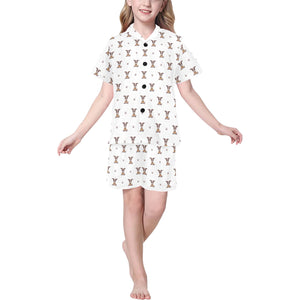 Greyhound Pattern Print Design 05 Kids' Boys' Girls' V-Neck Short Pajama Set