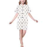 Greyhound Pattern Print Design 05 Kids' Boys' Girls' V-Neck Short Pajama Set