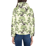 Bonsai pattern Women's Padded Hooded Jacket