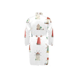 windmill design pattern Men's Long Sleeve Belted Night Robe