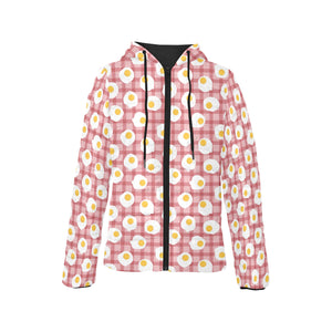 Fried Eggs Pattern Print Design 03 Women's Padded Hooded Jacket