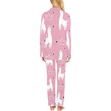 Llama Alpaca pink background Women's Long Pajama Set
