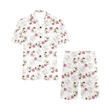 English Bulldog Pattern Print Design 01 Men's V-Neck Short Pajama Set