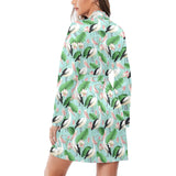 Pelican Pattern Print Design 01 Women's Long Sleeve Belted Night Robe