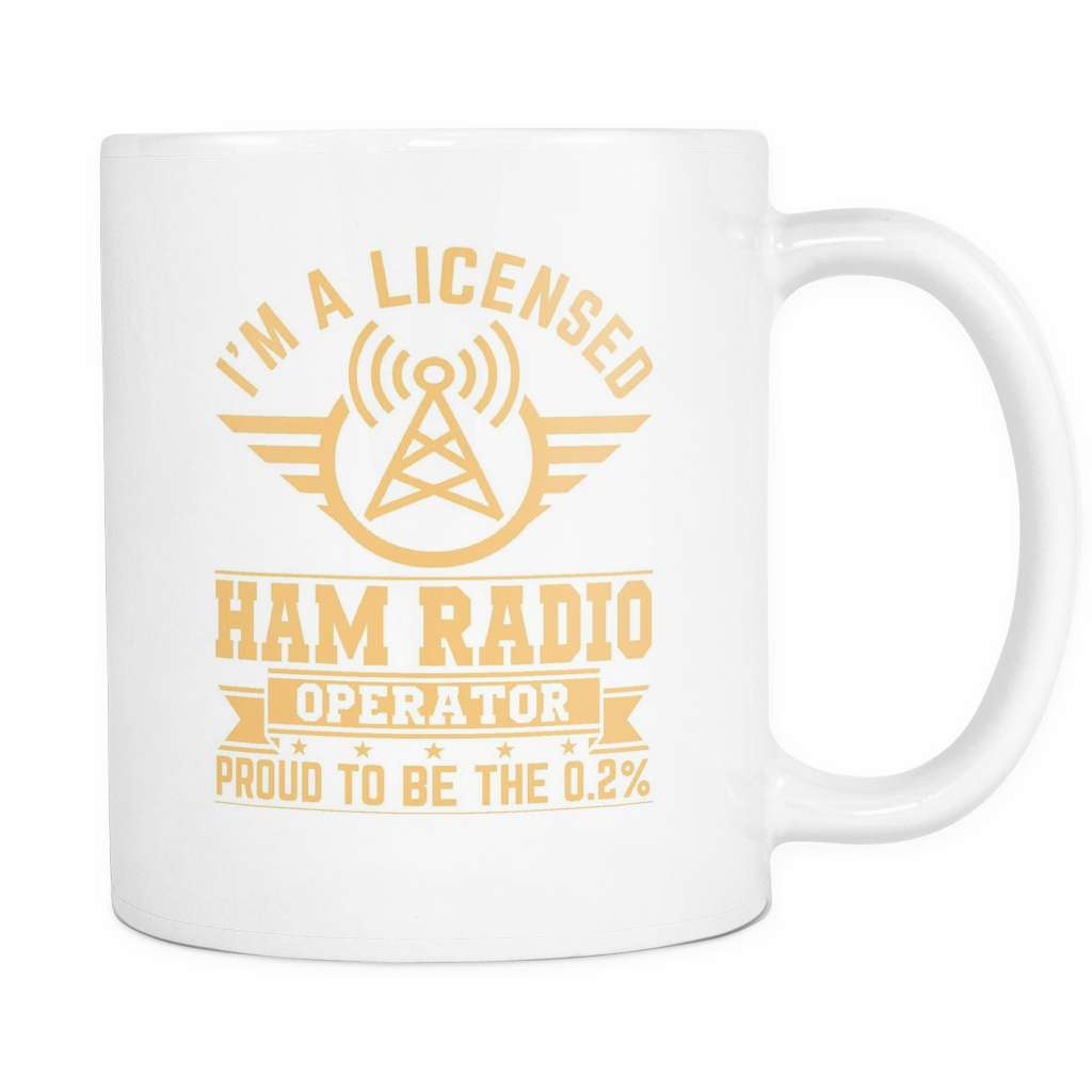 White Mug-I'm A Licensed Ham Radio Operator Proud To Be The 0.2% ccnc001 hr0024
