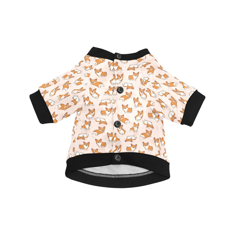 Cute Corgis Pattern pink background All Over Print Pet Dog Round Neck Fuzzy Shirt