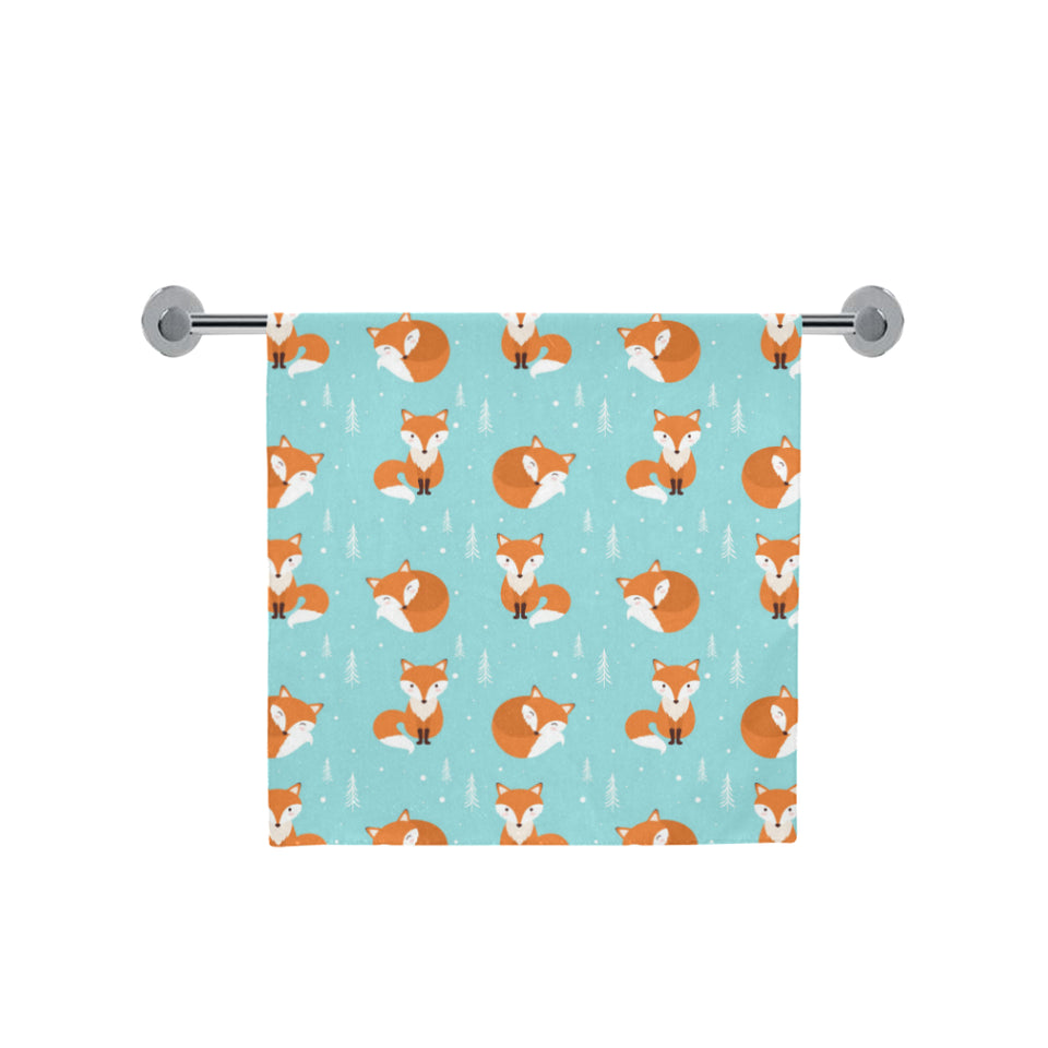 Fox pattern blue b ackground Bath Towel