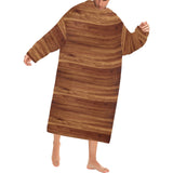 Wood Printed Pattern Print Design 04 Blanket Robe with Sleeves