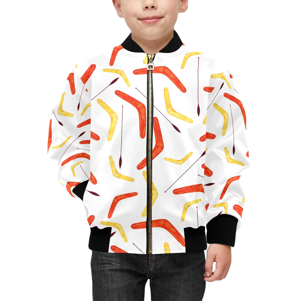 Waterclor boomerang Australian aboriginal ornament Kids' Boys' Girls' Bomber Jacket