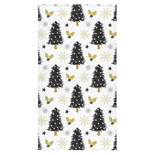 Christmas tree holly snow star pattern Bath Towel