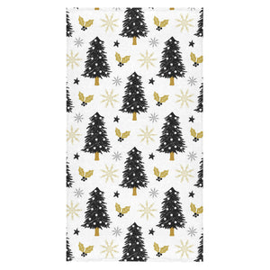 Christmas tree holly snow star pattern Bath Towel