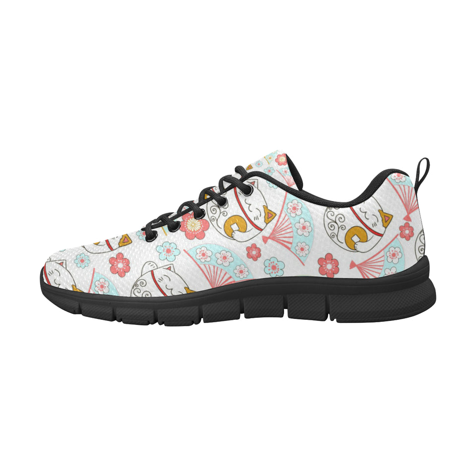 Maneki neko cat fan sakura Men's Sneaker Shoes