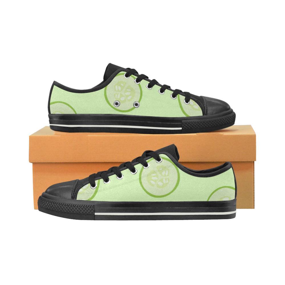 Cucumber pattern Kids' Boys' Girls' Low Top Canvas Shoes Black