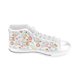Maneki neko cat fan sakura Men's High Top Canvas Shoes White