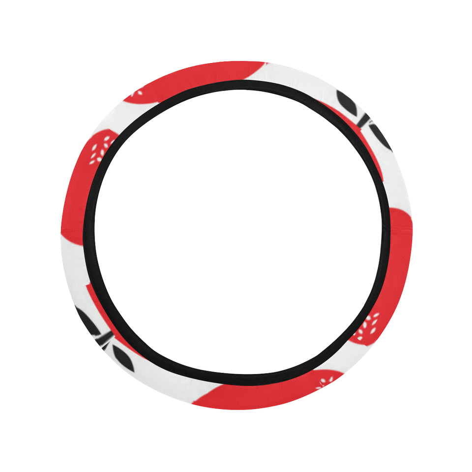 red apples white background Car Steering Wheel Cover