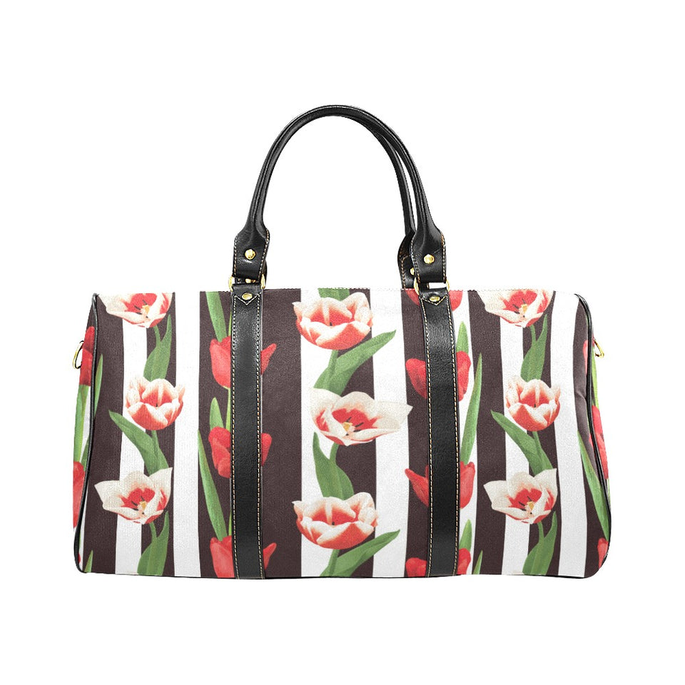red and white tulips pattern Travel Bag