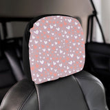 coral white heart pattern Car Headrest Cover