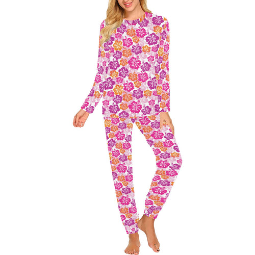 Hibiscus Pattern Print Design 01 Women's All Over Print Pajama Set